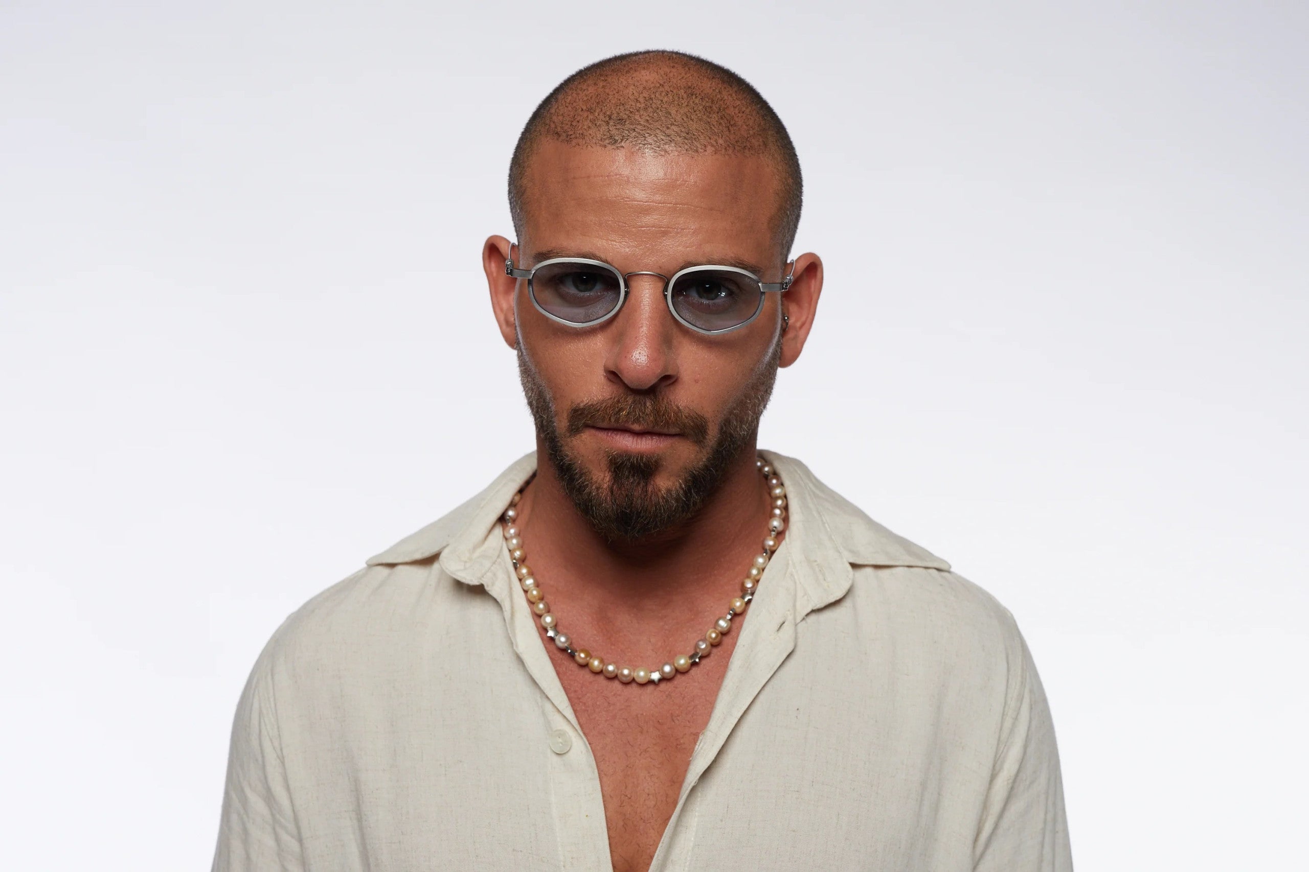 ARTUS SHON – Pure silver color, light blue lenses
