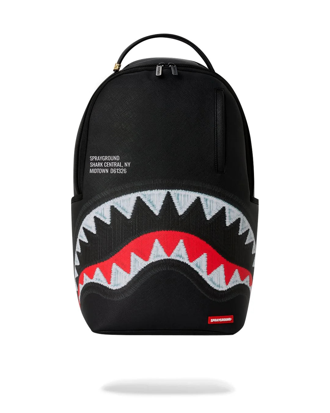 SHARK CENTRAL BLACK EMBROIDERED SHARK BACKPACK