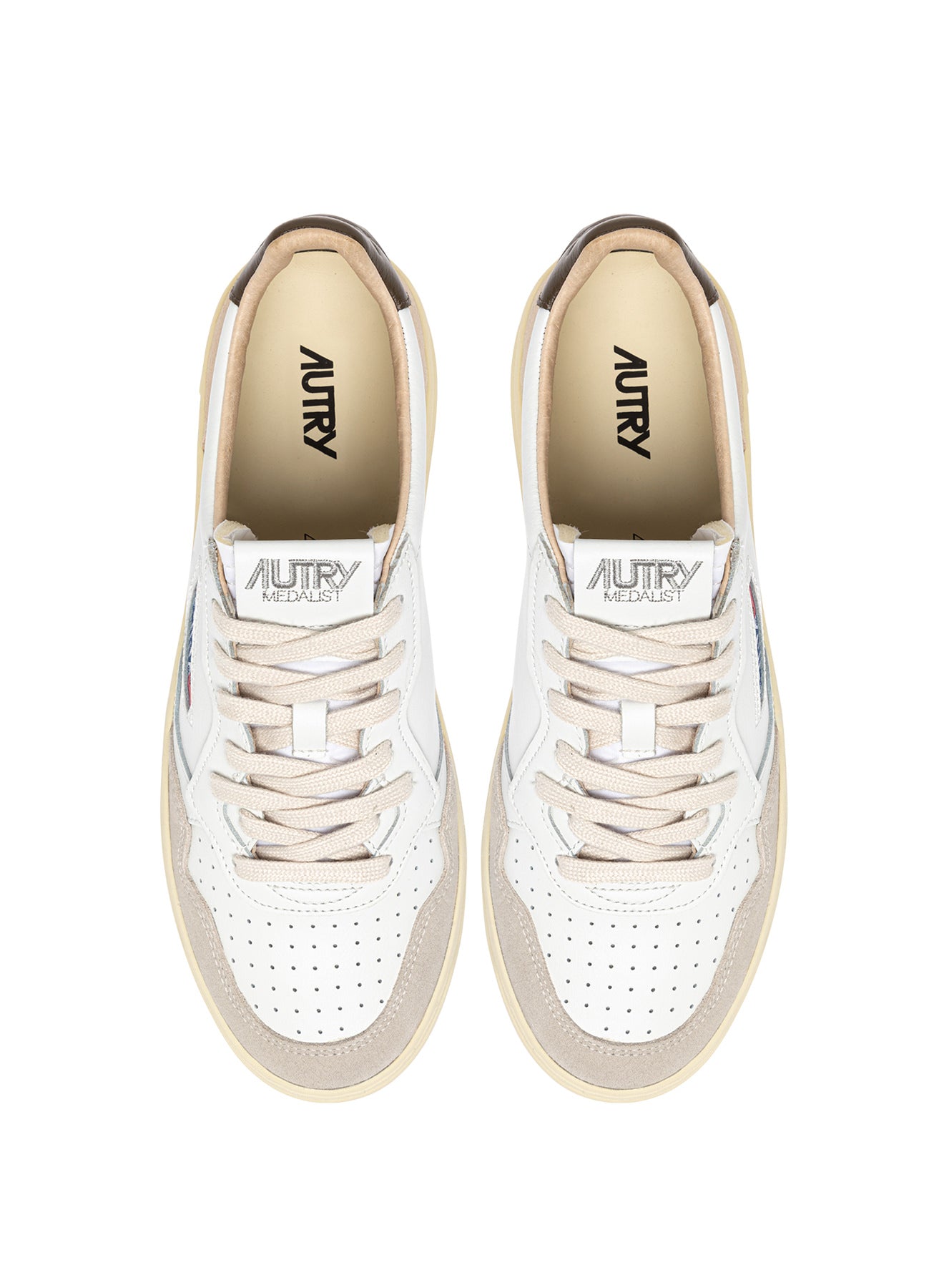 Autry LS15 – Medalist Low White / Beige Suede Sneakers | סניקרס Medalist