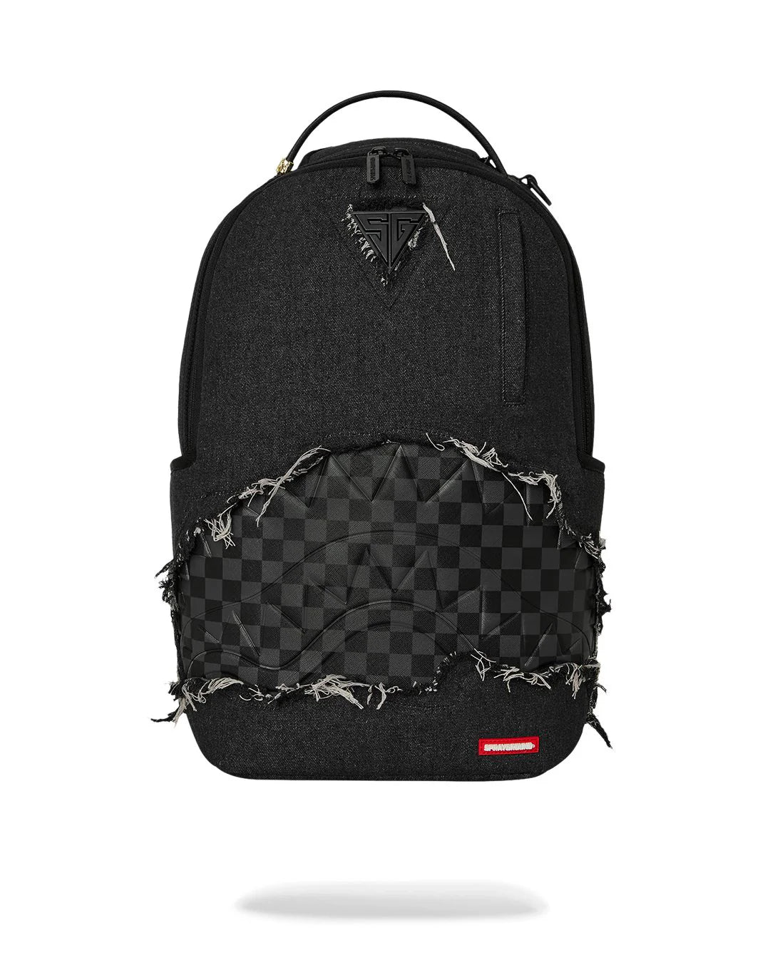 BLACK DENIM TEAR SHARK BACKPACK-תיק שחור גינס