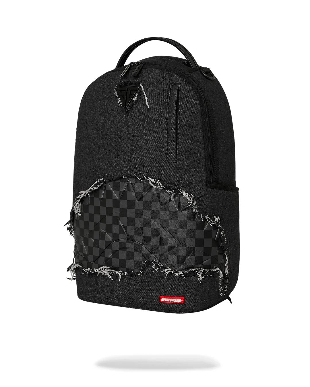 BLACK DENIM TEAR SHARK BACKPACK-תיק שחור גינס