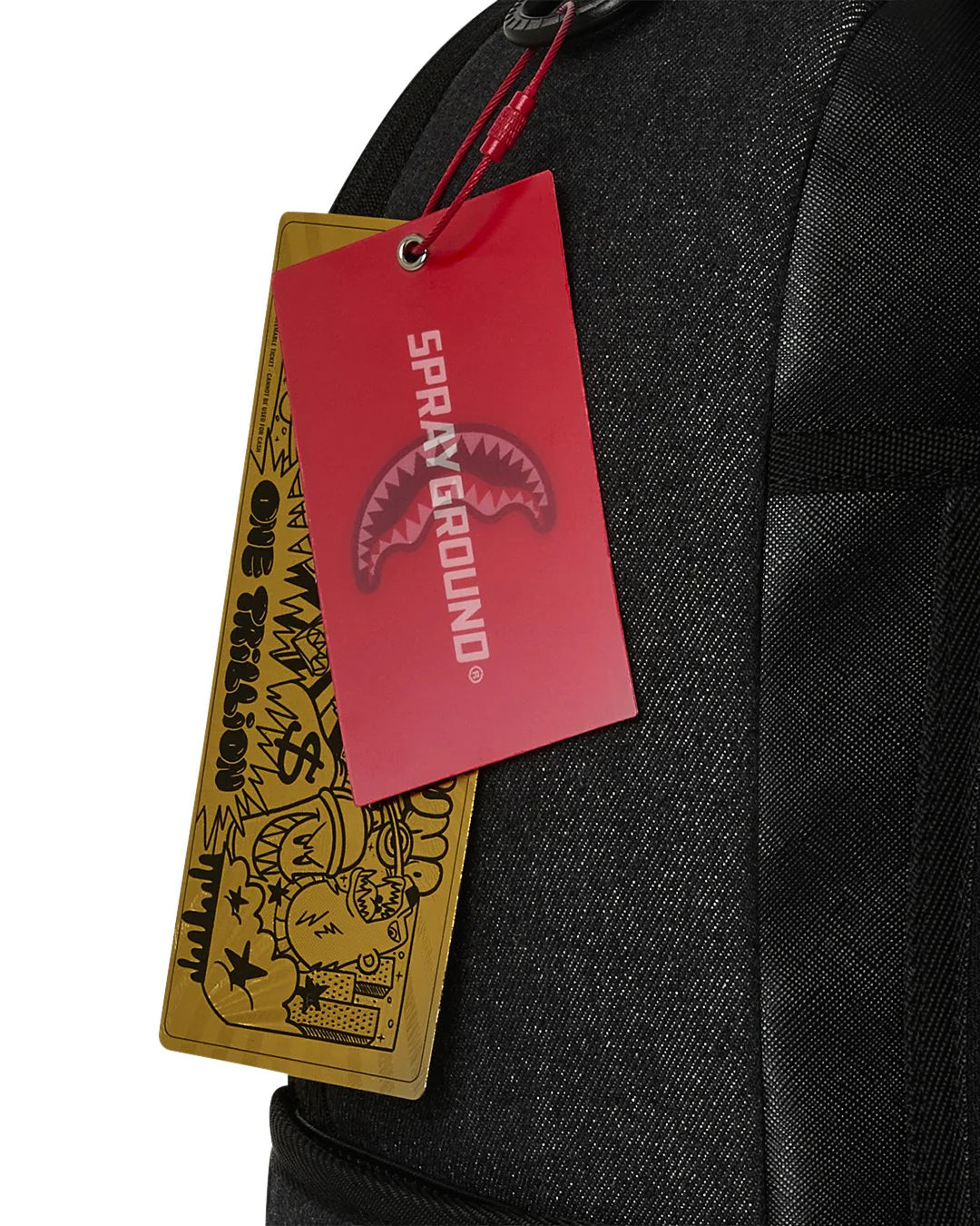 BLACK DENIM TEAR SHARK BACKPACK-תיק שחור גינס