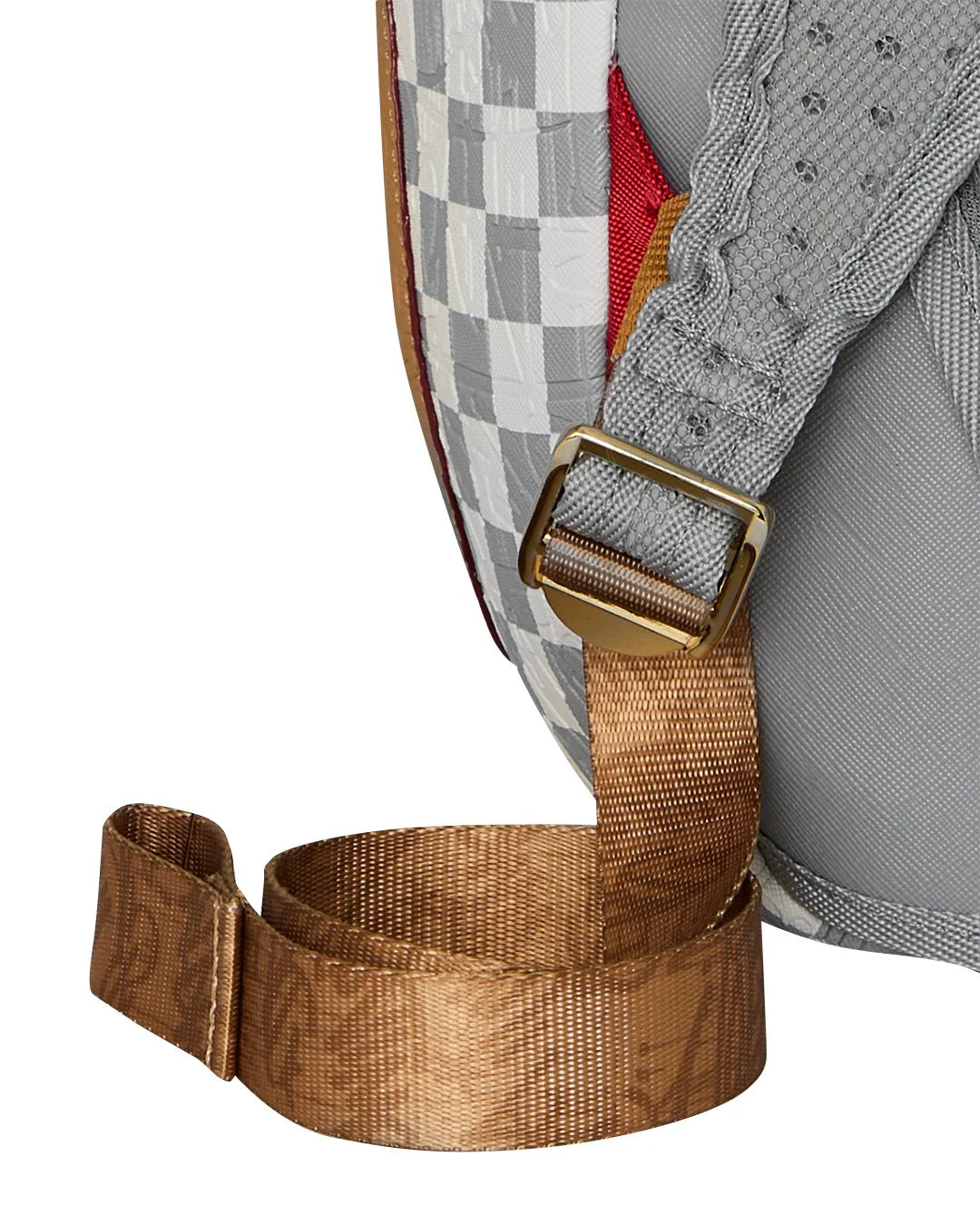 EMBOSSED CREAM CHECK BACKPACK-תיק גב משבצות לבן