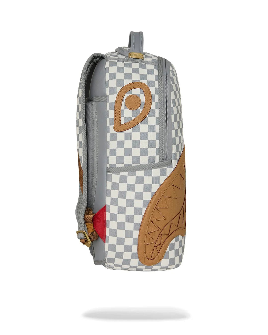 EMBOSSED CREAM CHECK BACKPACK-תיק גב משבצות לבן
