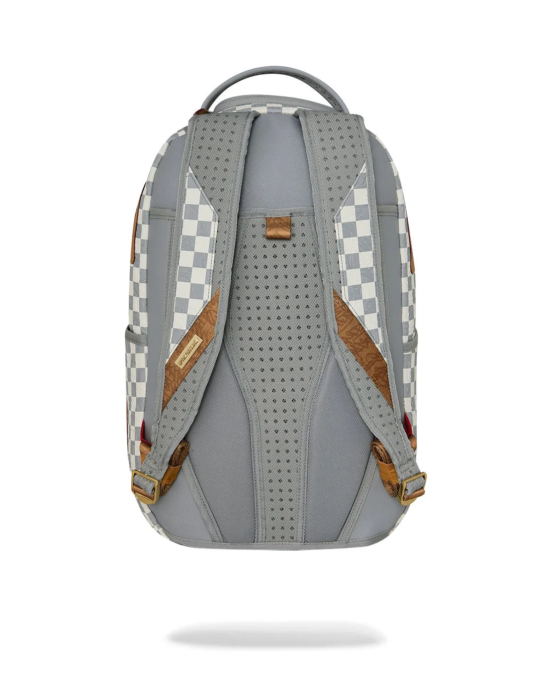 EMBOSSED CREAM CHECK BACKPACK-תיק גב משבצות לבן