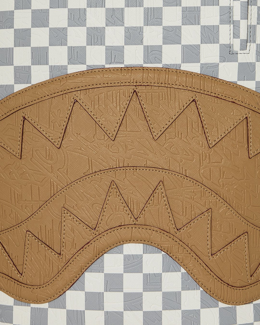 EMBOSSED CREAM CHECK BACKPACK-תיק גב משבצות לבן