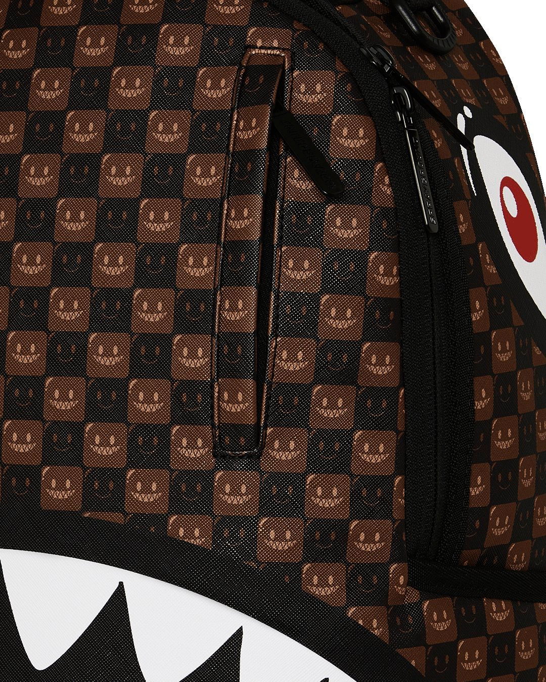 SHARKS IN PARIS WTF BUBBLE BROWN CHECK BACKPACK