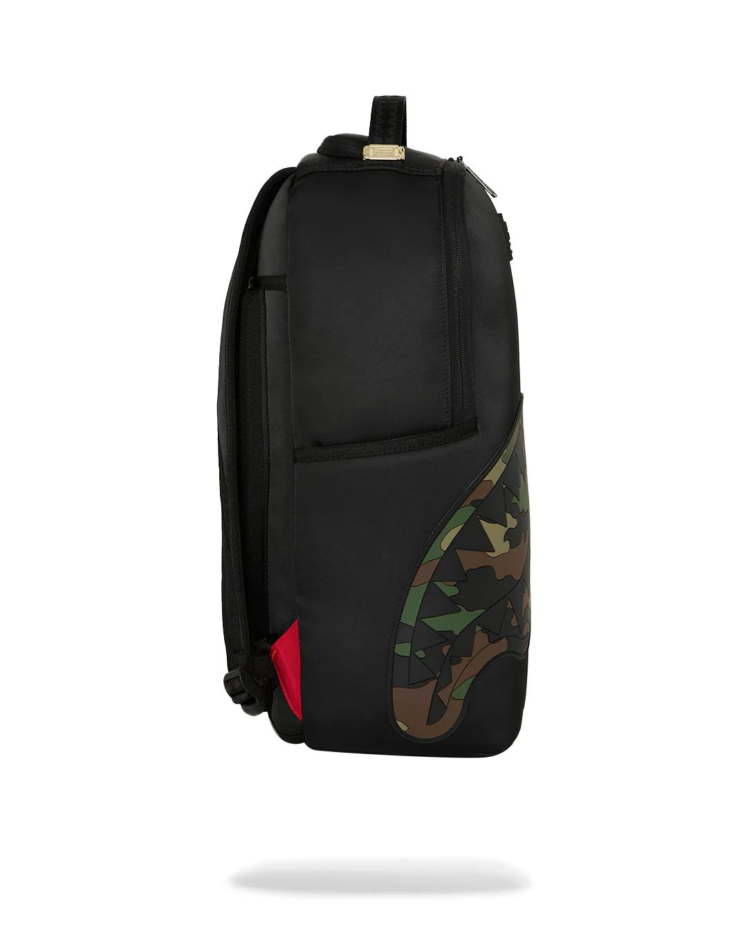 SHARK CENTRAL BLACK NYLON CAMO EMBOSSED SHARK BACKPACK-תיק צבאי נילון