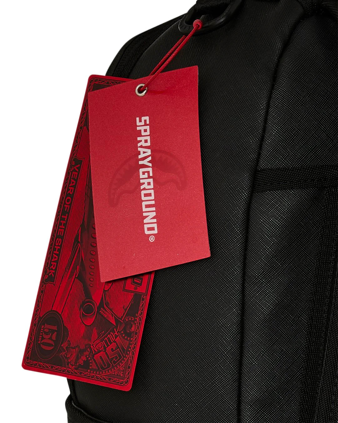 SHARK CENTRAL EMBOSSED BLACK NYLON BACKPACK-תיק שחור