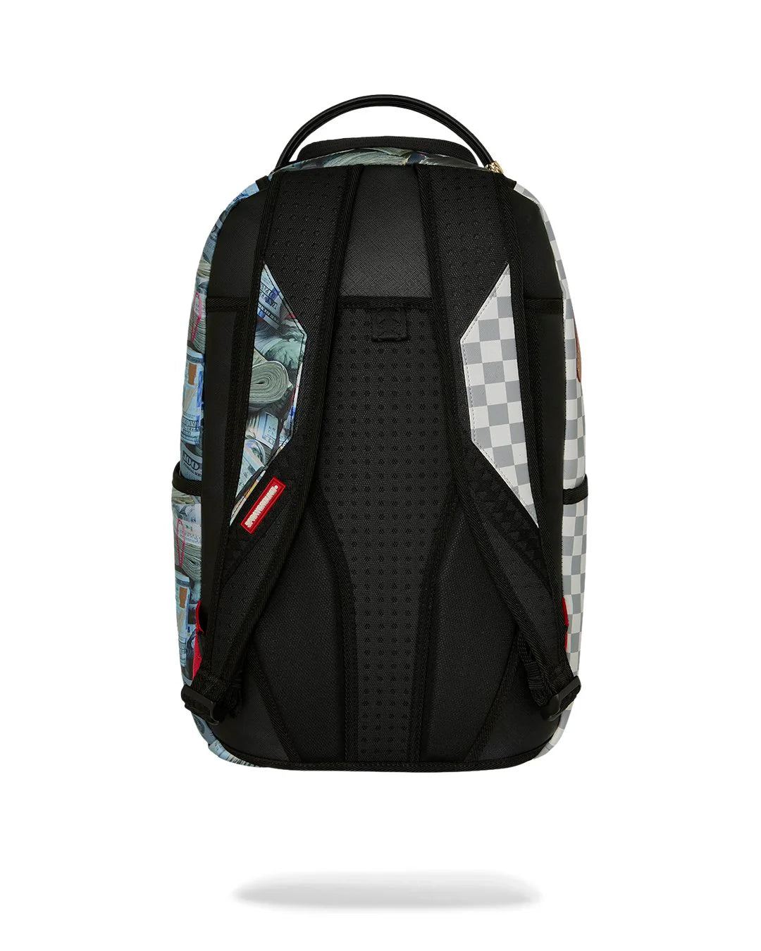 CREAM CHECK FULL OF CASH BACKPACK-תיק גב משבצות לבן ודולרים