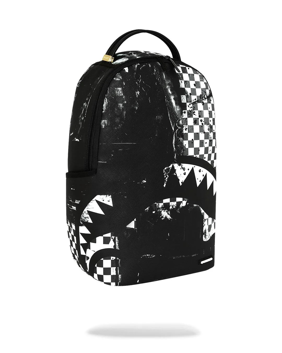 PAINTED OVER CHECK BACKPACK-תיק גב משבצות שחור