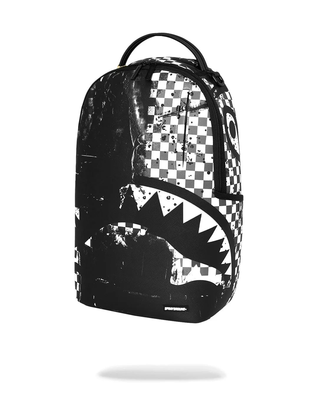 PAINTED OVER CHECK BACKPACK-תיק גב משבצות שחור