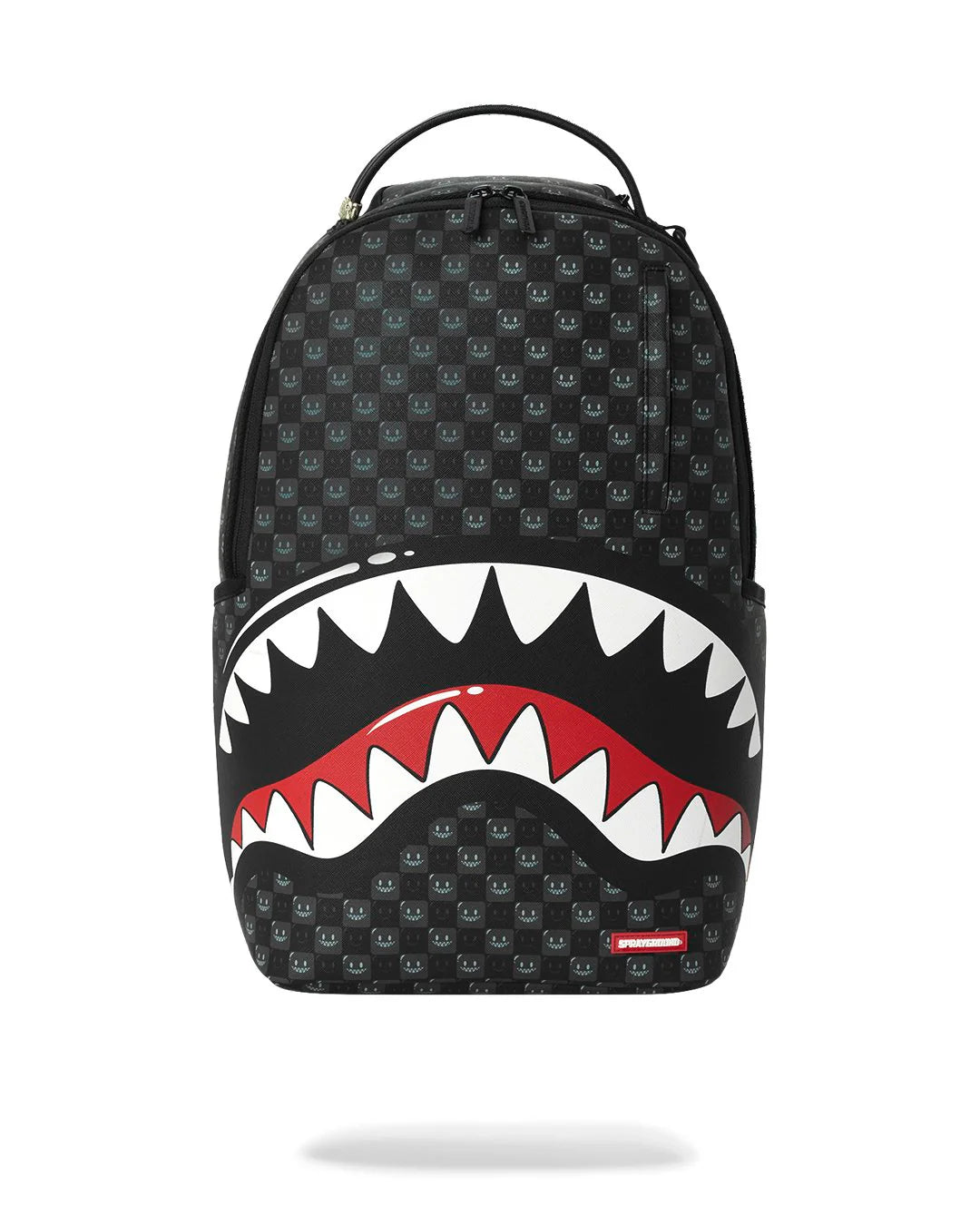 SHARKS IN PARIS WTF BUBBLY BLACK CHECK BACKPACK-תיק גב שחור עם סמיליים