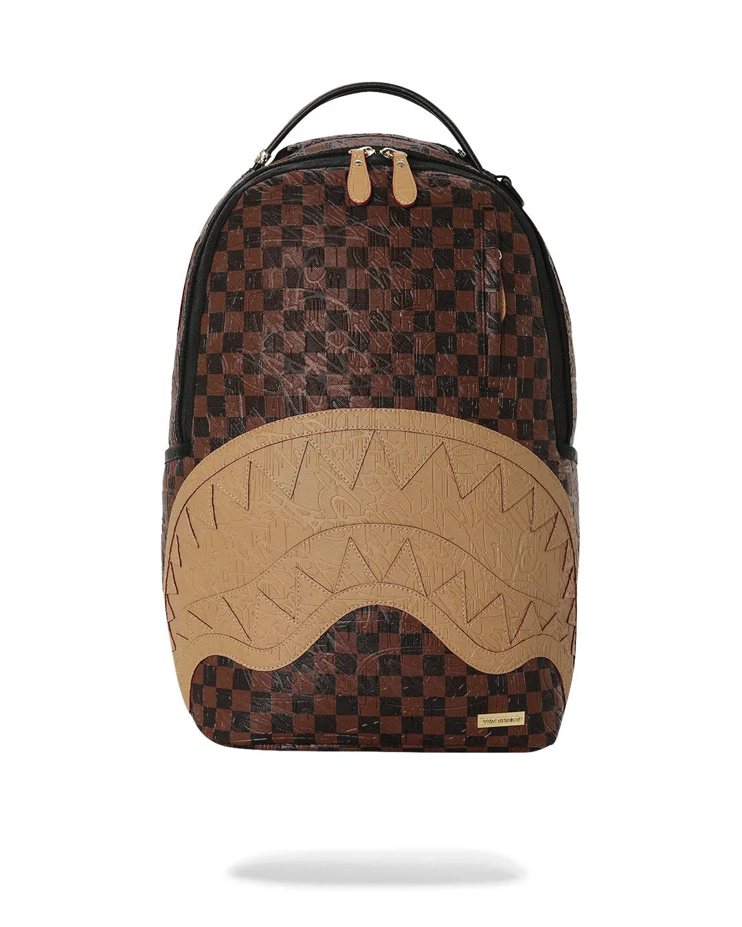 EMBOSSED CHECK BROWN BACKPACK-תיק גה משבצות חום