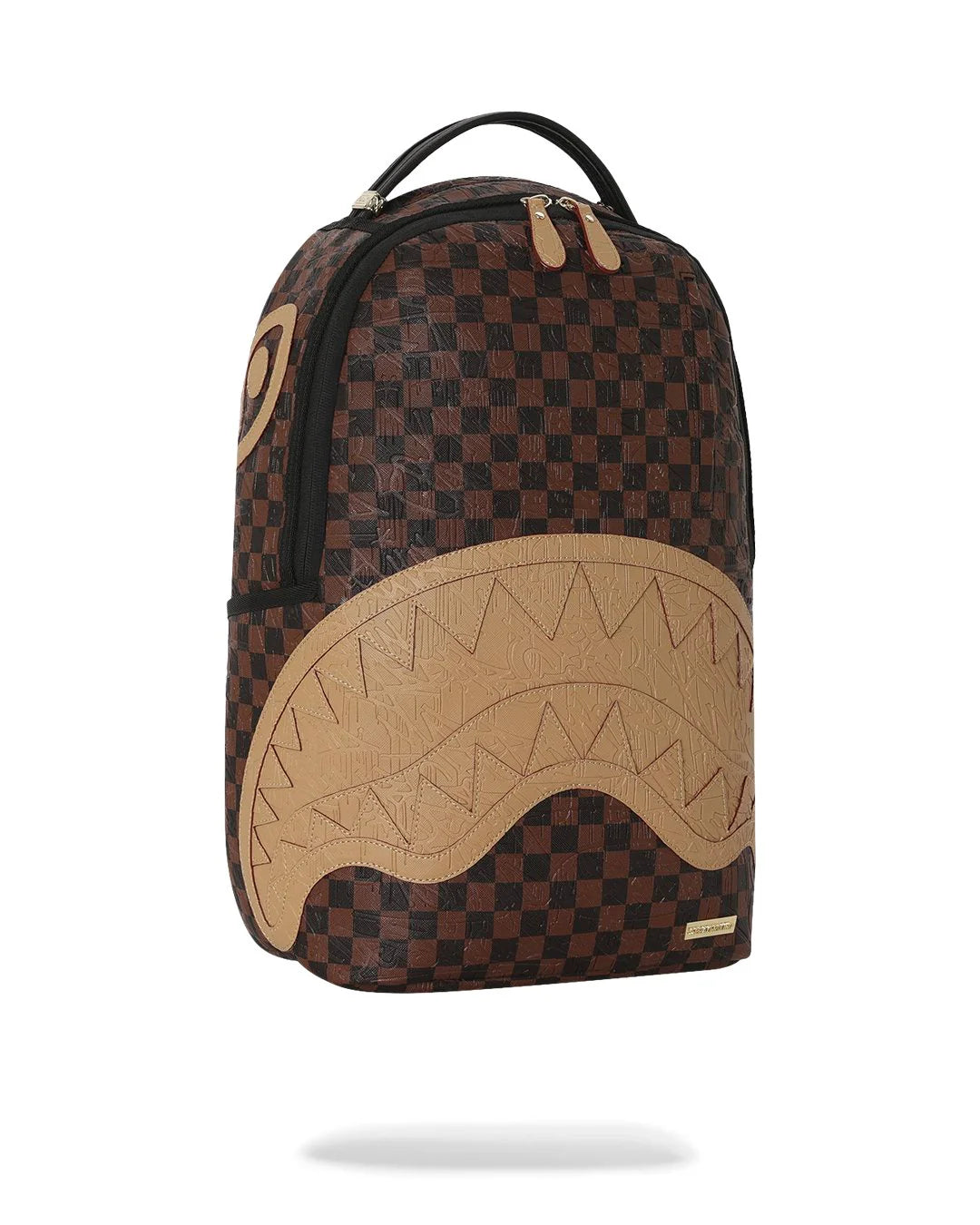 EMBOSSED CHECK BROWN BACKPACK-תיק גה משבצות חום
