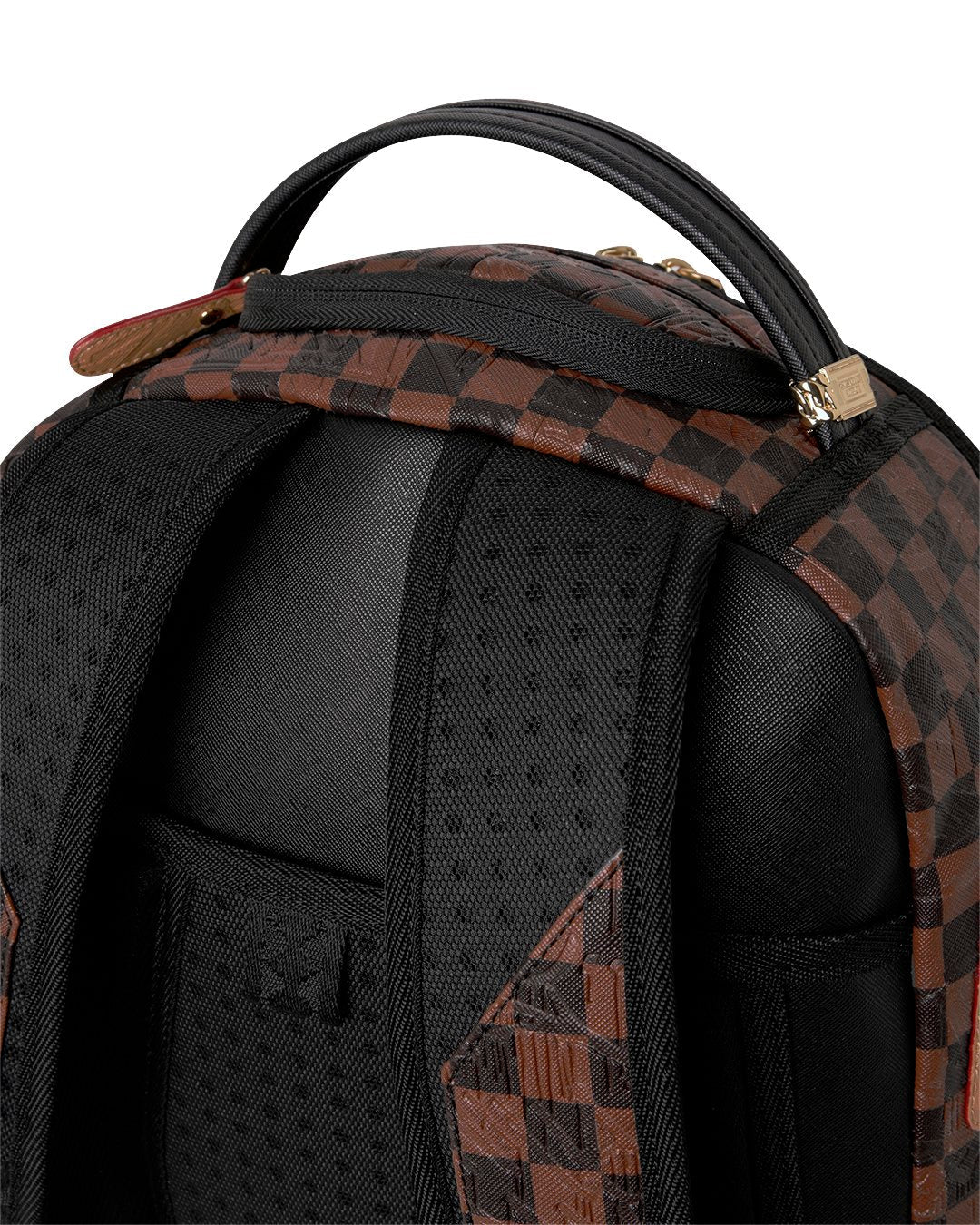 EMBOSSED CHECK BROWN BACKPACK-תיק גה משבצות חום