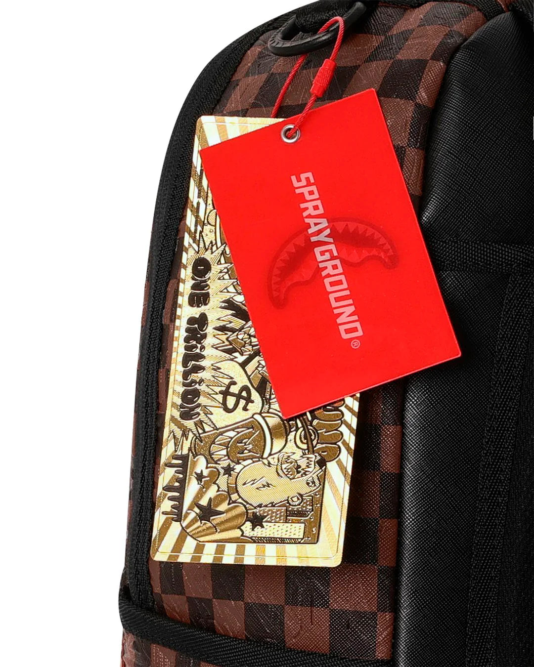 EMBOSSED CHECK BROWN BACKPACK-תיק גה משבצות חום