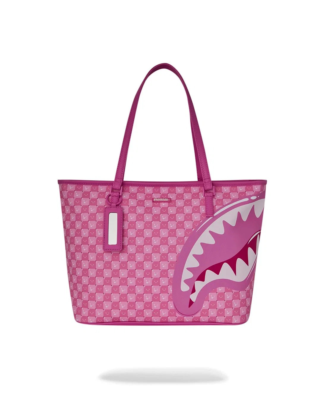 PINK NEW CHECK FACES TOTE-תיק טוט ורוד סמיילי