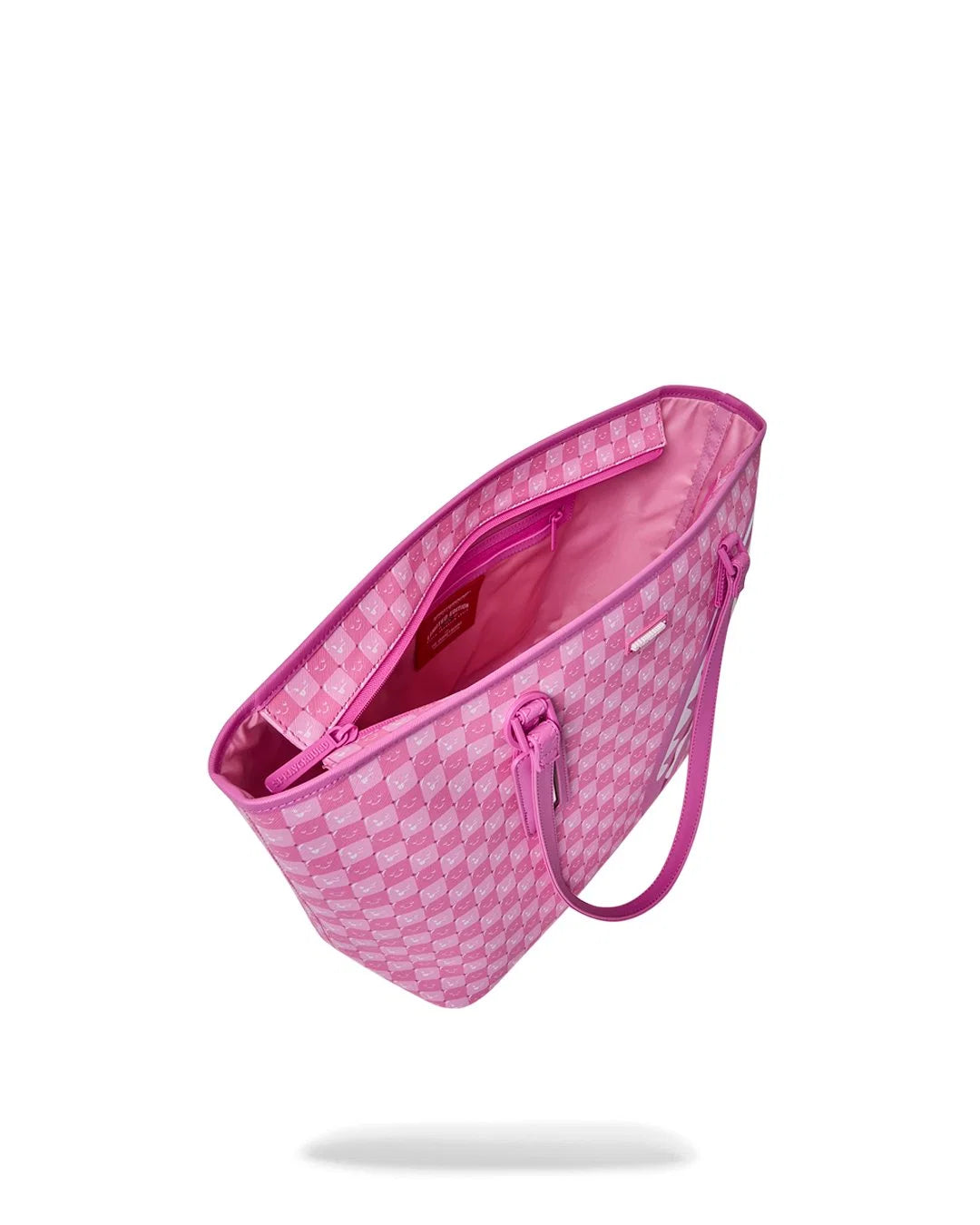 PINK NEW CHECK FACES TOTE-תיק טוט ורוד סמיילי