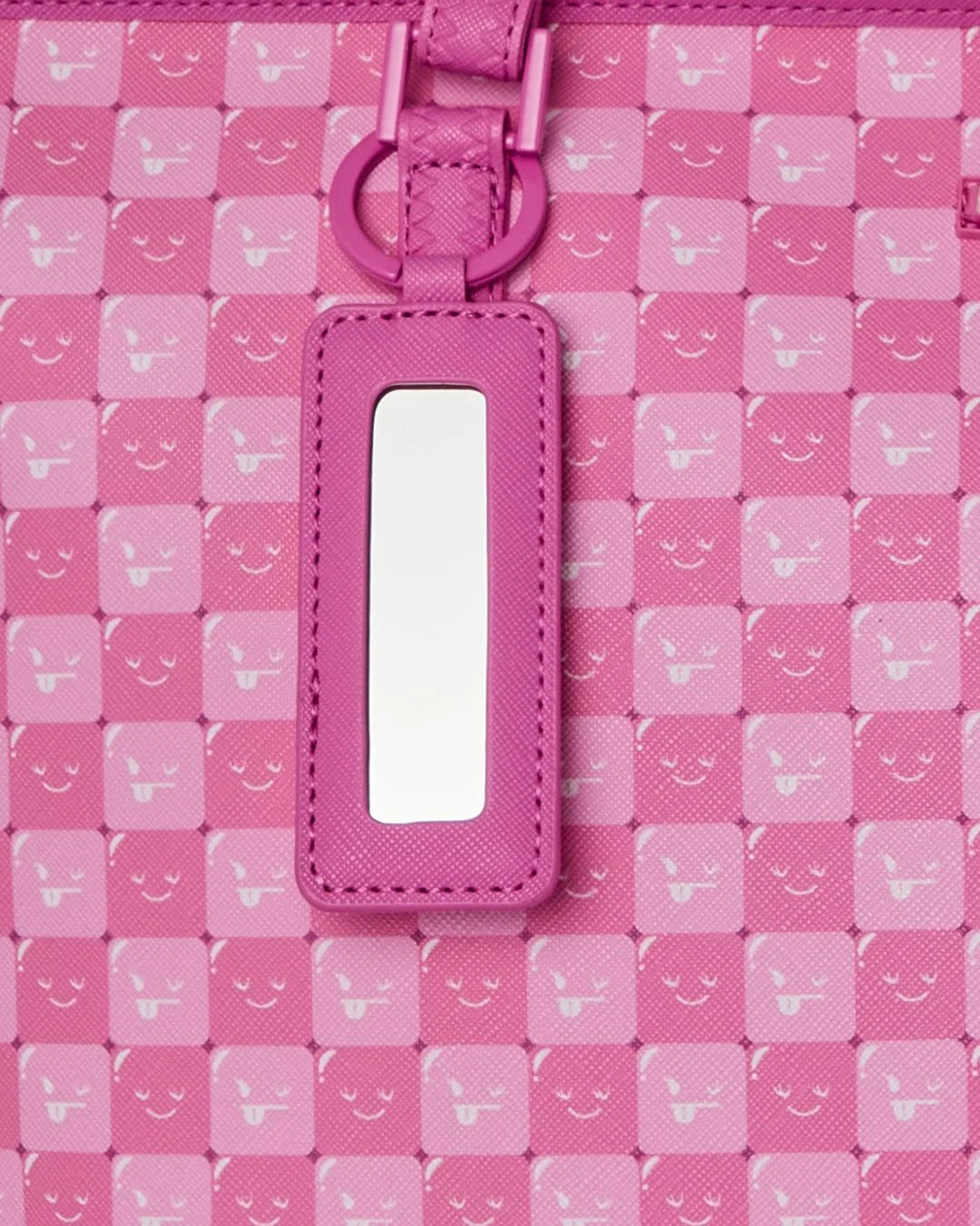 PINK NEW CHECK FACES TOTE-תיק טוט ורוד סמיילי