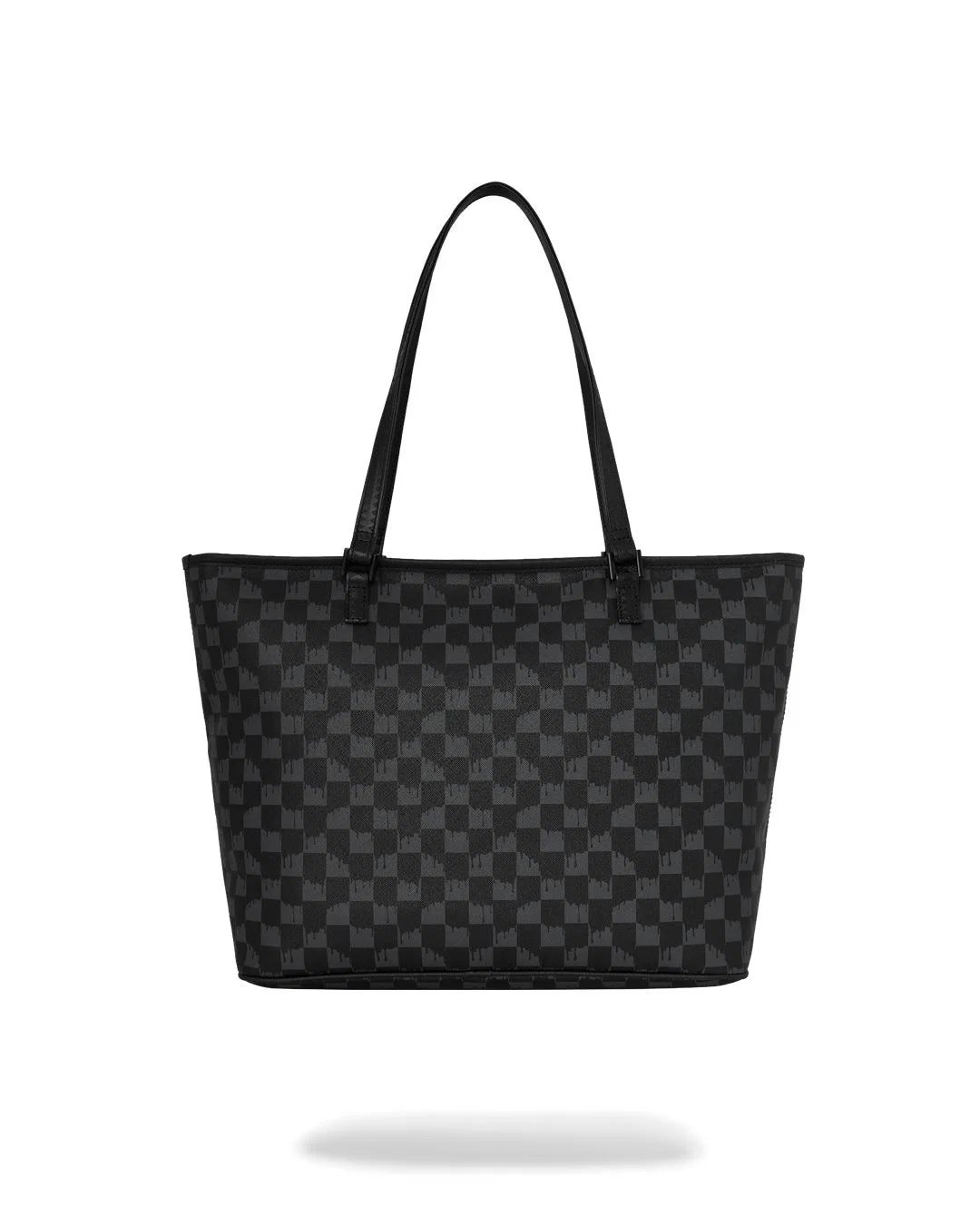 BLACK AND WHITE DRIP CHECK SHARK TOTE