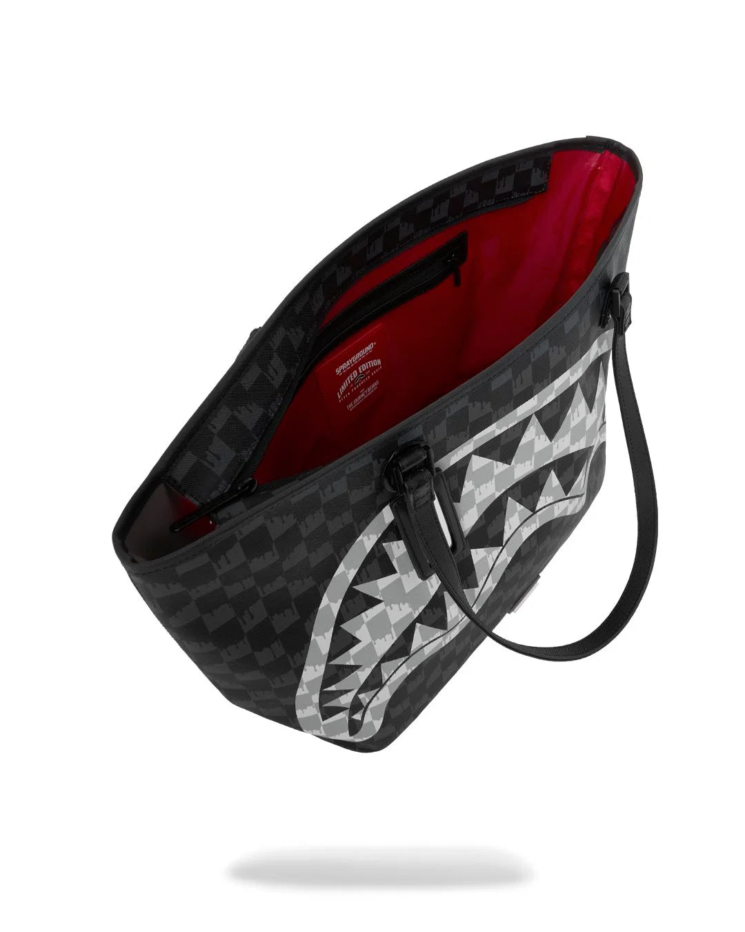 BLACK AND WHITE DRIP CHECK SHARK TOTE
