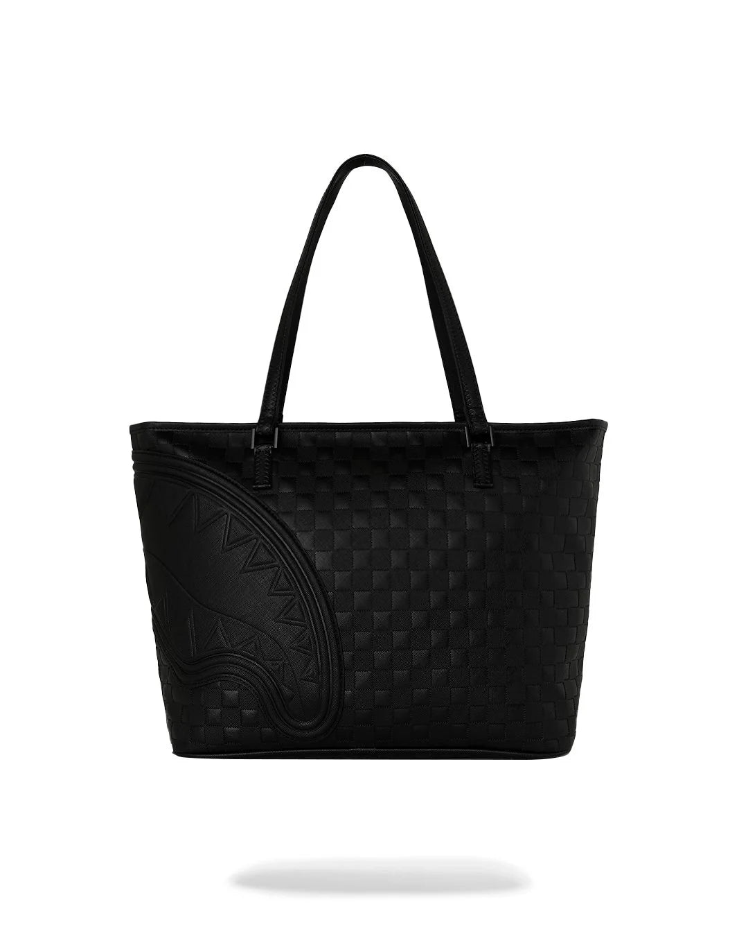 RAISED CHECK TOTE-תיק שחור טוט